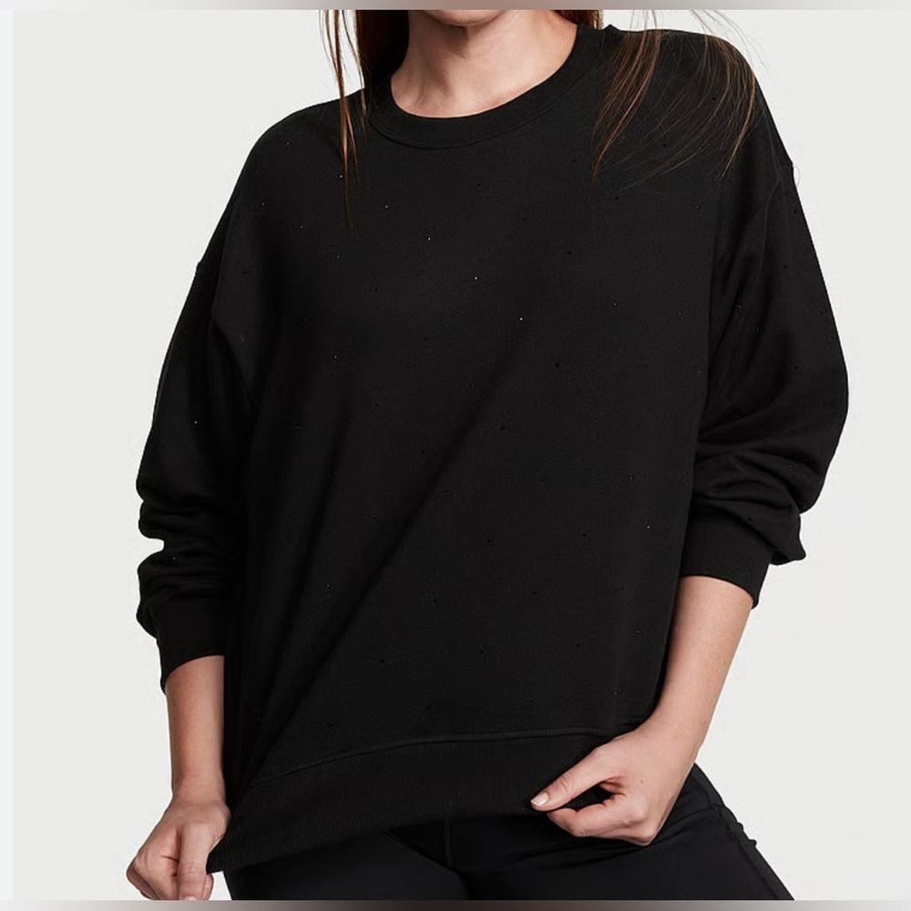 Victoria Secret Women’s Black Cotton Blend Long Sleeve Sweatshirt Size XS